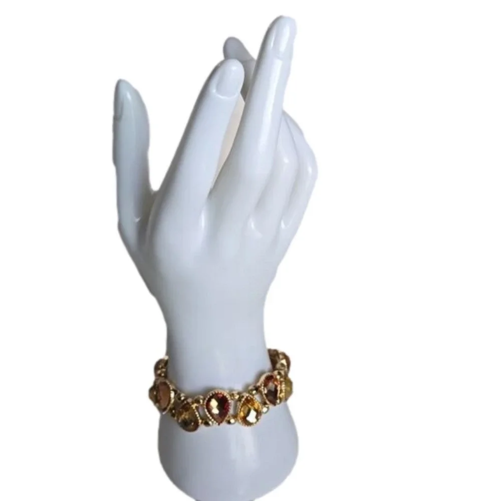 2 tone Amber and Gold Stretch Bracelet
